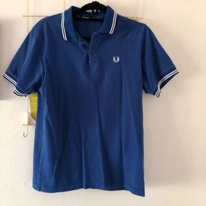 Fred Perry White Twin Tipped, Blue polo shirt